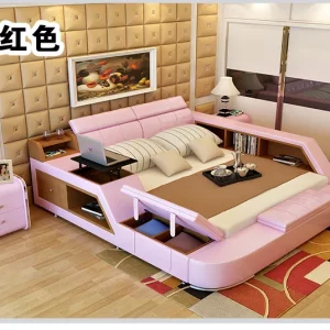 real Genuine leather bed frame Modern Soft Beds with storage Home Bedroom Furniture cama muebles de dormitorio / camas quarto