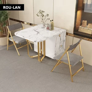 Fashion Movable Folding Dining Table Furniture Multifunctional Rectangle Movable Dining Table and Folding Chairs