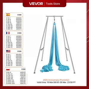 VEVOR Aerial Yoga Frame & Hammock 9.67 ft Yoga Swing Stand W/13.1 Yards Aerial Hammock Max 551lbs Yoga Rig for Indoor Outdoor
