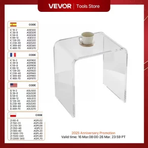 VEVOR Acrylic End Table C-Shaped Lucite Side Table Clear Acrylic Side Table for Drink Food Snack used in Living Room Bedroom